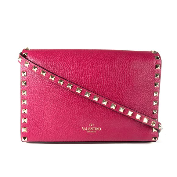 Valentino Magenta Grainy Calfskin Rockstud Medium Crossbody Bag - Picture 4 of 9
